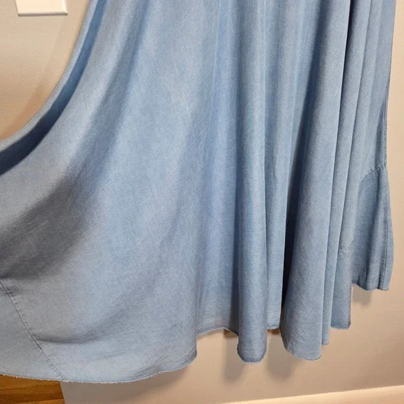 Tempo Paris Oversized Maxi Dress Blue Chambray Women M Lagenlook Coastal Cowgirl - Picture 7 of 10